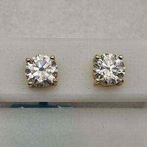 Moissanite 2 .4 TCW Gold Over Sterling Silver Screw Back Stud Earrings Solitaire